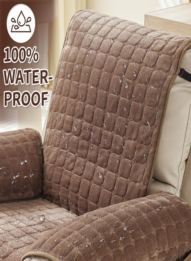 غطاء كرسي استرخاء فاخر من لوفهافرين، مقاس 23 بوصة - غطاء قابل للغسل ومبطن من الصوف الصناعي لكراسي الاسترخاء والأثاث. مزود بجيوب جانبية، أغطية كبيرة لكراسي الاسترخاء، آمن للأطفال والحيوانات الأليفة، لون قهوة. - Image 5